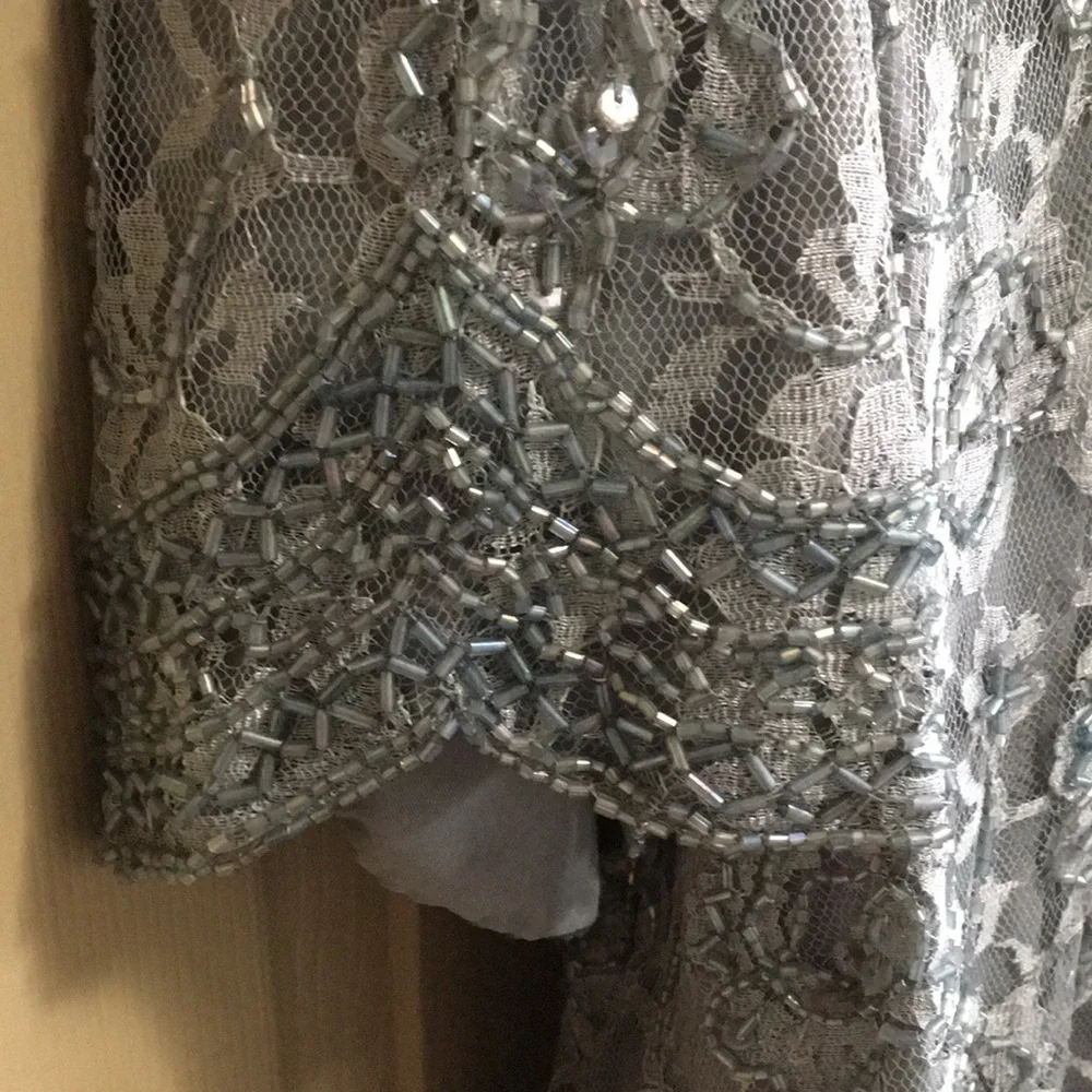 Gray Lace & Bead Blouse by Candlelight& Champagne - Picture 3 of 8
